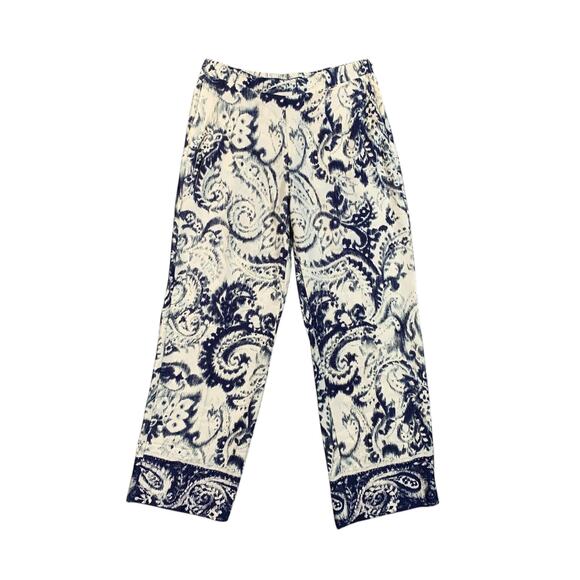 Zara Pants - Zara Pants Women L Large Multi Elastic Waistband Side Zip Pockets Satin Printed